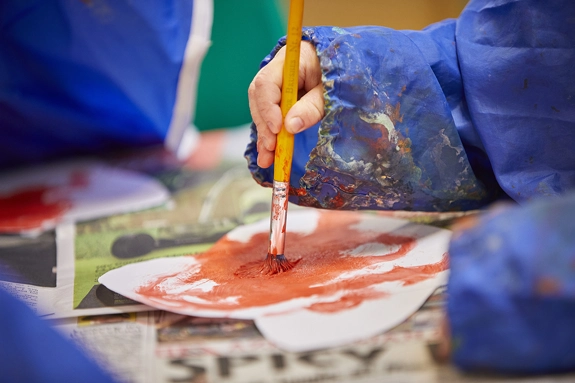 Close-up of Children's hands painting